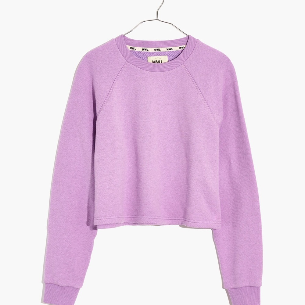 Madewell MWL Airyterry Crop Sweatshirt in Bright Violet